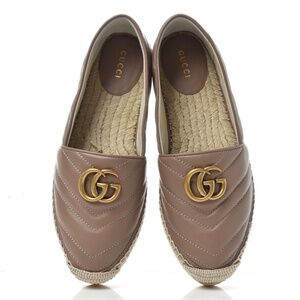 Gucci GG Marmont Matelassé Chevron Espadrilles in Rose Pink